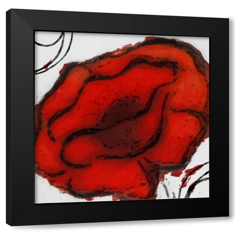 Contempo Poppy 1 Black Modern Wood Framed Art Print with Double Matting by Greene, Taylor