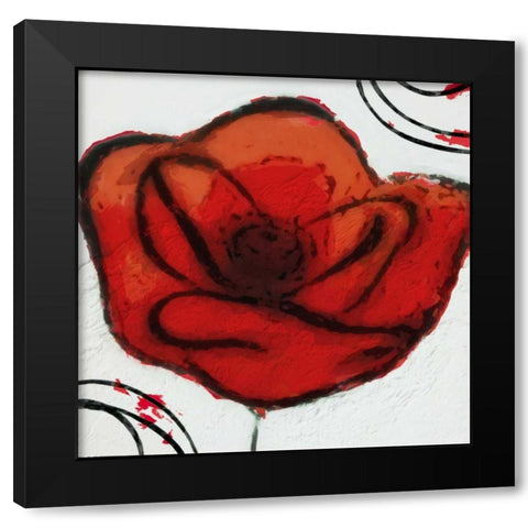 Contempo Poppy 2 Black Modern Wood Framed Art Print with Double Matting by Greene, Taylor