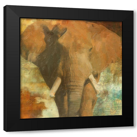 Global Elephant Black Modern Wood Framed Art Print with Double Matting by Greene, Taylor