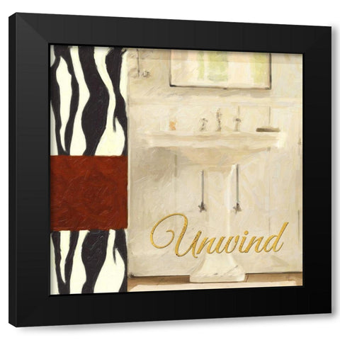 Unwind Bath Black Modern Wood Framed Art Print with Double Matting by Greene, Taylor