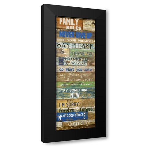 Family Rules Cools Black Modern Wood Framed Art Print with Double Matting by Greene, Taylor