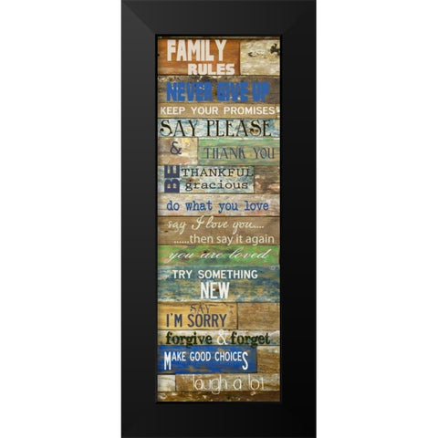 Family Rules Cools Black Modern Wood Framed Art Print by Greene, Taylor