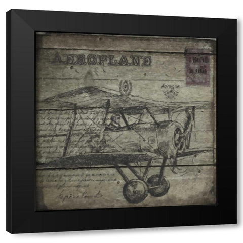 Vintage  Aeroplane Black Modern Wood Framed Art Print with Double Matting by Greene, Taylor