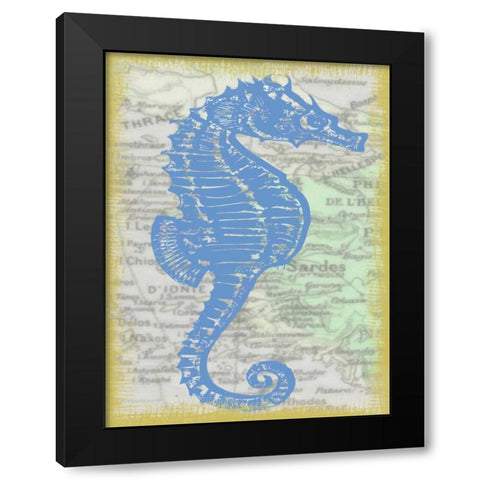 SEAHORSE Black Modern Wood Framed Art Print by Greene, Taylor