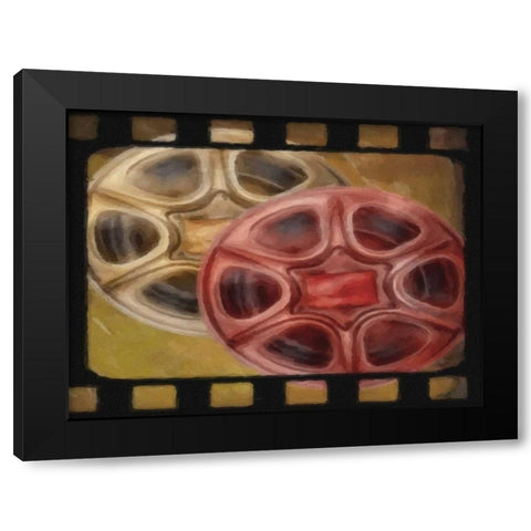 Reels Black Modern Wood Framed Art Print by Greene, Taylor