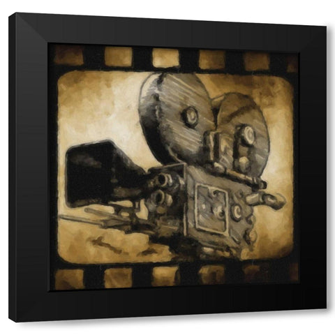 Movie Camera Black Modern Wood Framed Art Print with Double Matting by Greene, Taylor