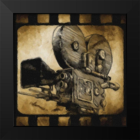 Movie Camera Black Modern Wood Framed Art Print by Greene, Taylor