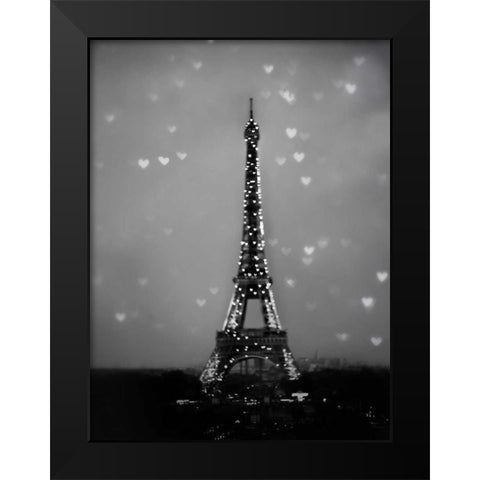 Hearts In Paris 2 Black Modern Wood Framed Art Print by Telik, Tracey