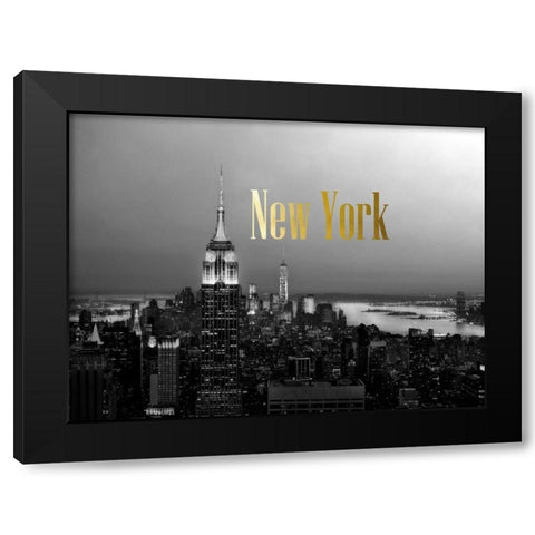 Golden New York Black Modern Wood Framed Art Print by Telik, Tracey