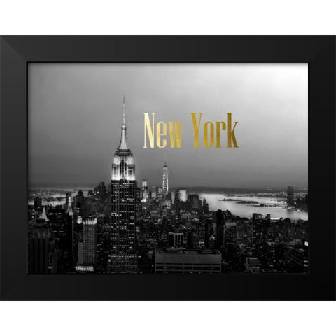 Golden New York Black Modern Wood Framed Art Print by Telik, Tracey