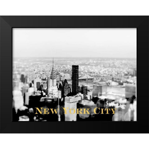 NYC Skyline Gold Black Modern Wood Framed Art Print by Telik, Tracey