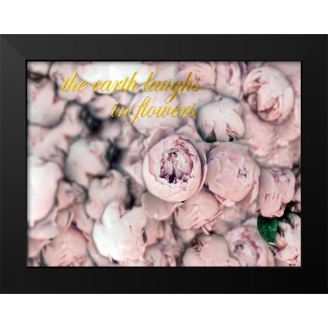 Laugh Flowers Black Modern Wood Framed Art Print by Telik, Tracey