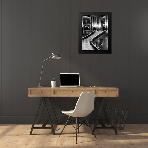 BW Grand Stairs Black Modern Wood Framed Art Print by Telik, Tracey