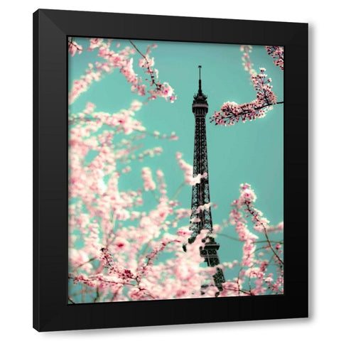 Spring Eiffel Green Black Modern Wood Framed Art Print by Telik, Tracey