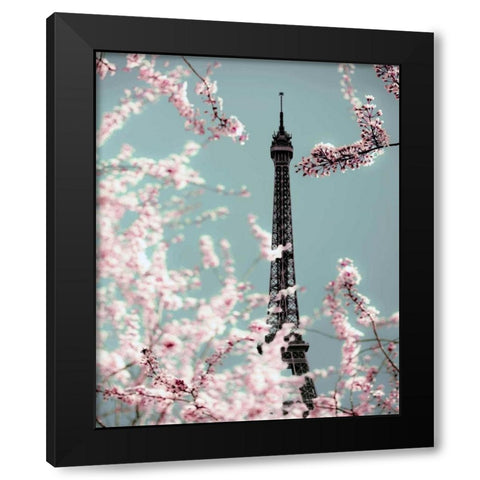 Spring Eiffel Pastel Black Modern Wood Framed Art Print with Double Matting by Telik, Tracey