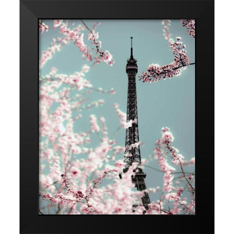 Spring Eiffel Pastel Black Modern Wood Framed Art Print by Telik, Tracey