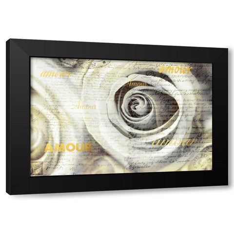 Old Roses Amour Black Modern Wood Framed Art Print by Telik, Tracey