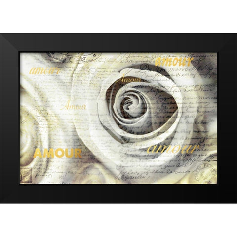 Old Roses Amour Black Modern Wood Framed Art Print by Telik, Tracey