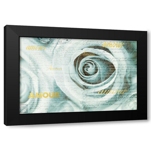 Paris Roses Black Modern Wood Framed Art Print with Double Matting by Telik, Tracey