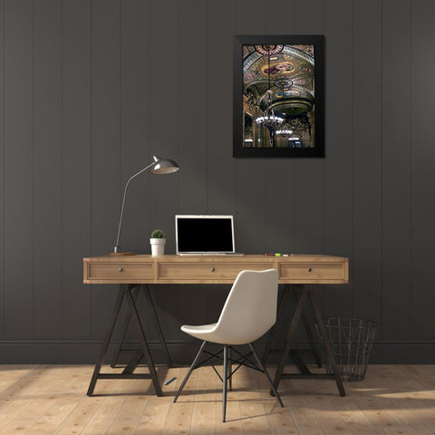 Chandelier Opera Black Modern Wood Framed Art Print by Telik, Tracey