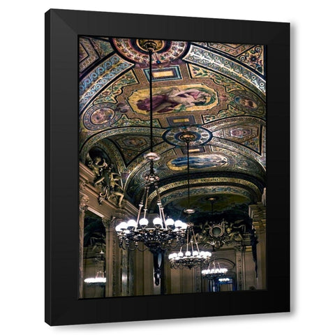 Chandelier Opera Black Modern Wood Framed Art Print by Telik, Tracey