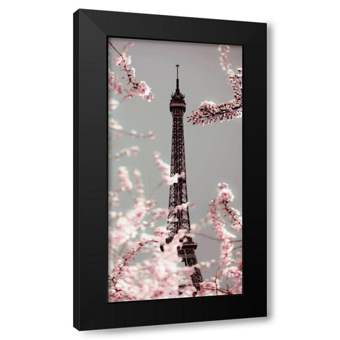 Spring Eiffel Pastel Black Modern Wood Framed Art Print with Double Matting by Telik, Tracey