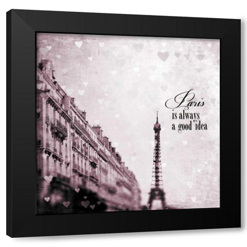 Paris Heart Storm 2 Black Modern Wood Framed Art Print with Double Matting by Telik, Tracey