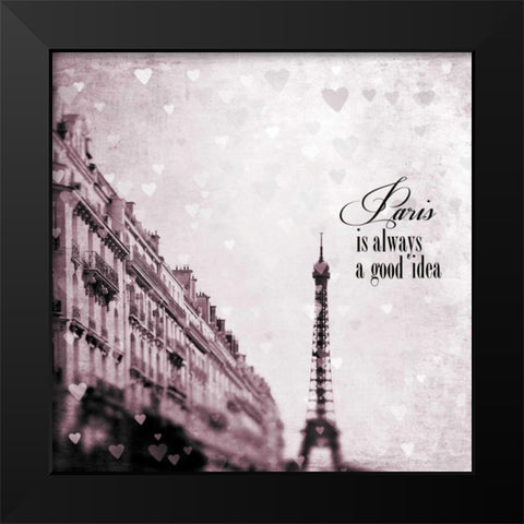 Paris Heart Storm 2 Black Modern Wood Framed Art Print by Telik, Tracey