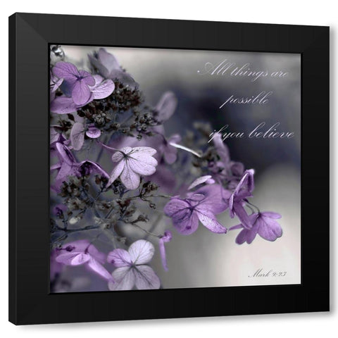 Plum Foliage Believe Black Modern Wood Framed Art Print with Double Matting by Telik, Tracey