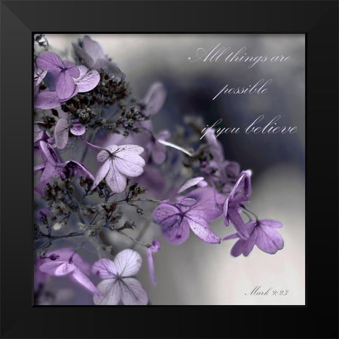 Plum Foliage Believe Black Modern Wood Framed Art Print by Telik, Tracey