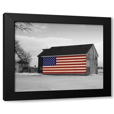 Flag Barn 2 Black Modern Wood Framed Art Print with Double Matting by Petroff, Tom