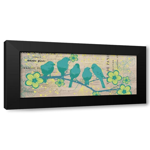 Bird Botanical Blue Black Modern Wood Framed Art Print by Jordan, Elizabeth