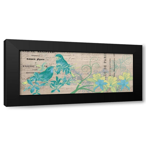 Bird Botanical Blue 2 Black Modern Wood Framed Art Print by Jordan, Elizabeth