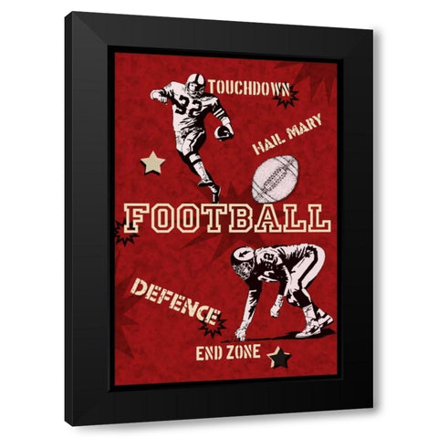Football Black Modern Wood Framed Art Print by Pazan, Tony