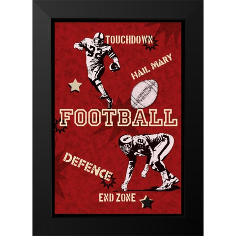 Football Black Modern Wood Framed Art Print by Pazan, Tony