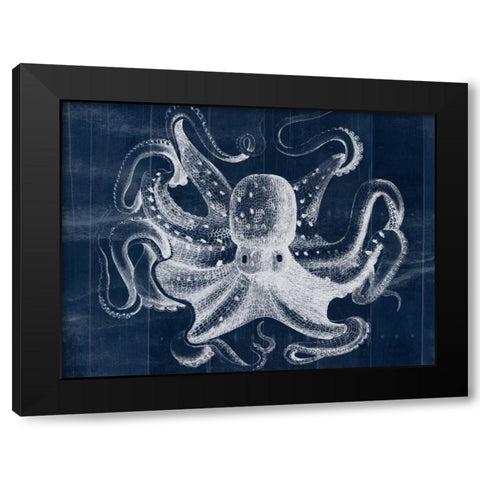 Big Blue Black Modern Wood Framed Art Print by Pazan, Tony