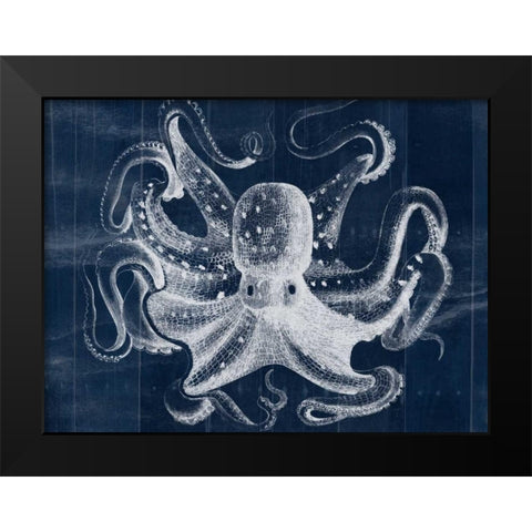 Big Blue Black Modern Wood Framed Art Print by Pazan, Tony