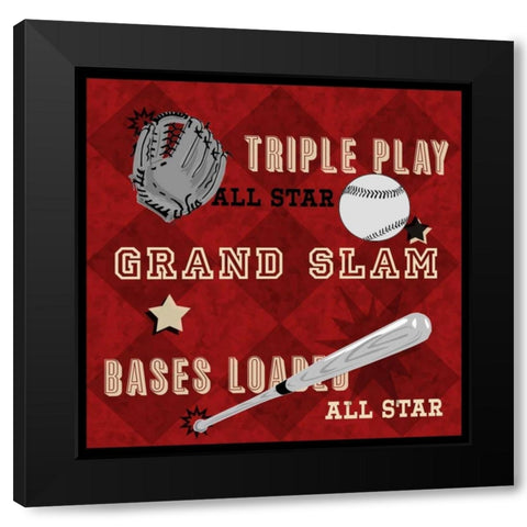 Triple Play Black Modern Wood Framed Art Print with Double Matting by Pazan, Tony