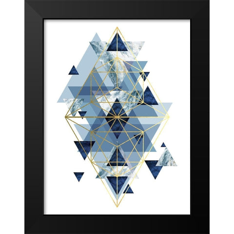 Navy Gold   Geometric Black Modern Wood Framed Art Print by Urban Epiphany