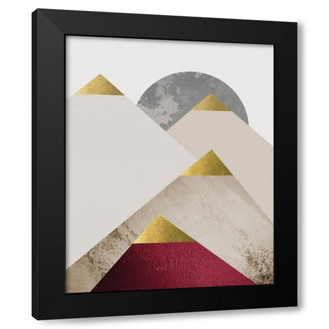 Beige Brugundy Mountains 2 Black Modern Wood Framed Art Print with Double Matting by Urban Epiphany