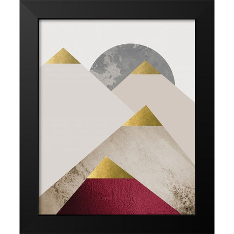 Beige Brugundy Mountains 2 Black Modern Wood Framed Art Print by Urban Epiphany