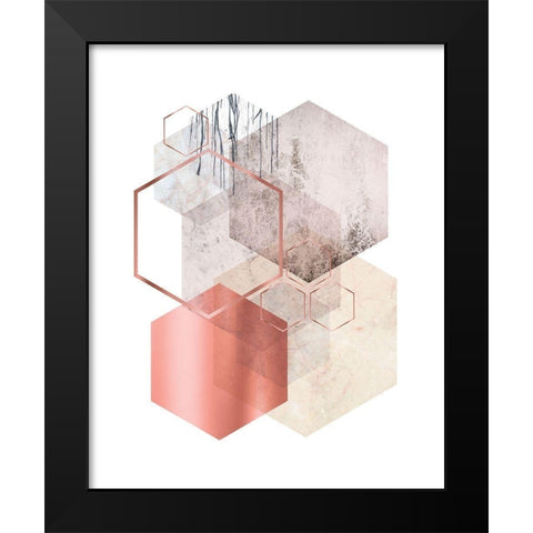 Hexagonal Geo 1 Black Modern Wood Framed Art Print by Urban Epiphany