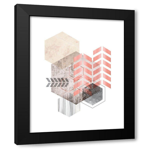 Hexagonal Geo Black Modern Wood Framed Art Print by Urban Epiphany