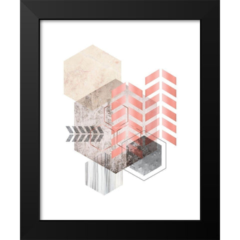 Hexagonal Geo Black Modern Wood Framed Art Print by Urban Epiphany