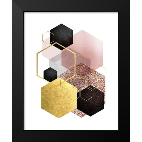 BlushPink Gold 2 Black Modern Wood Framed Art Print by Urban Epiphany