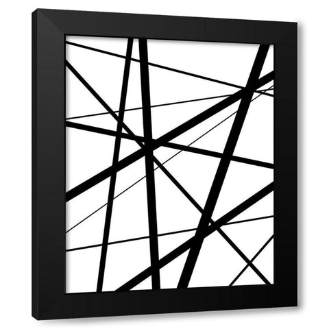 BW Geo Lines 1 Black Modern Wood Framed Art Print by Urban Epiphany