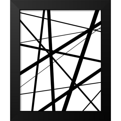 BW Geo Lines 1 Black Modern Wood Framed Art Print by Urban Epiphany
