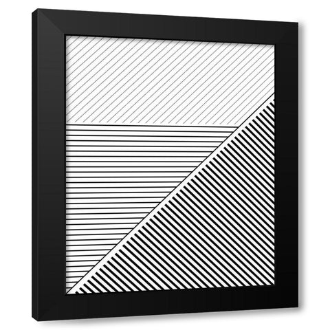 BW Geo Lines 2 Black Modern Wood Framed Art Print with Double Matting by Urban Epiphany