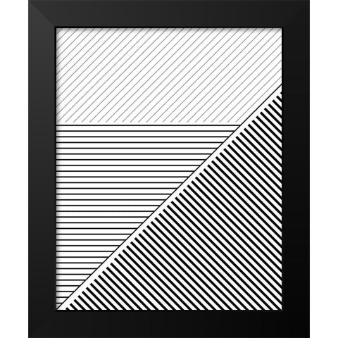 BW Geo Lines 2 Black Modern Wood Framed Art Print by Urban Epiphany