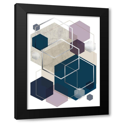 Abstract Geo SoftLuxe Black Modern Wood Framed Art Print with Double Matting by Urban Epiphany
